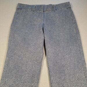 Ann Taylor LOFT Marisa Riviera Pants 00P Blue White Textured Dot Ankle Trousers